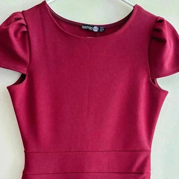 boohoo Night Laura Wrap Skirt Bodycon Dress, Berry, Size 6 - Picture 2 of 16